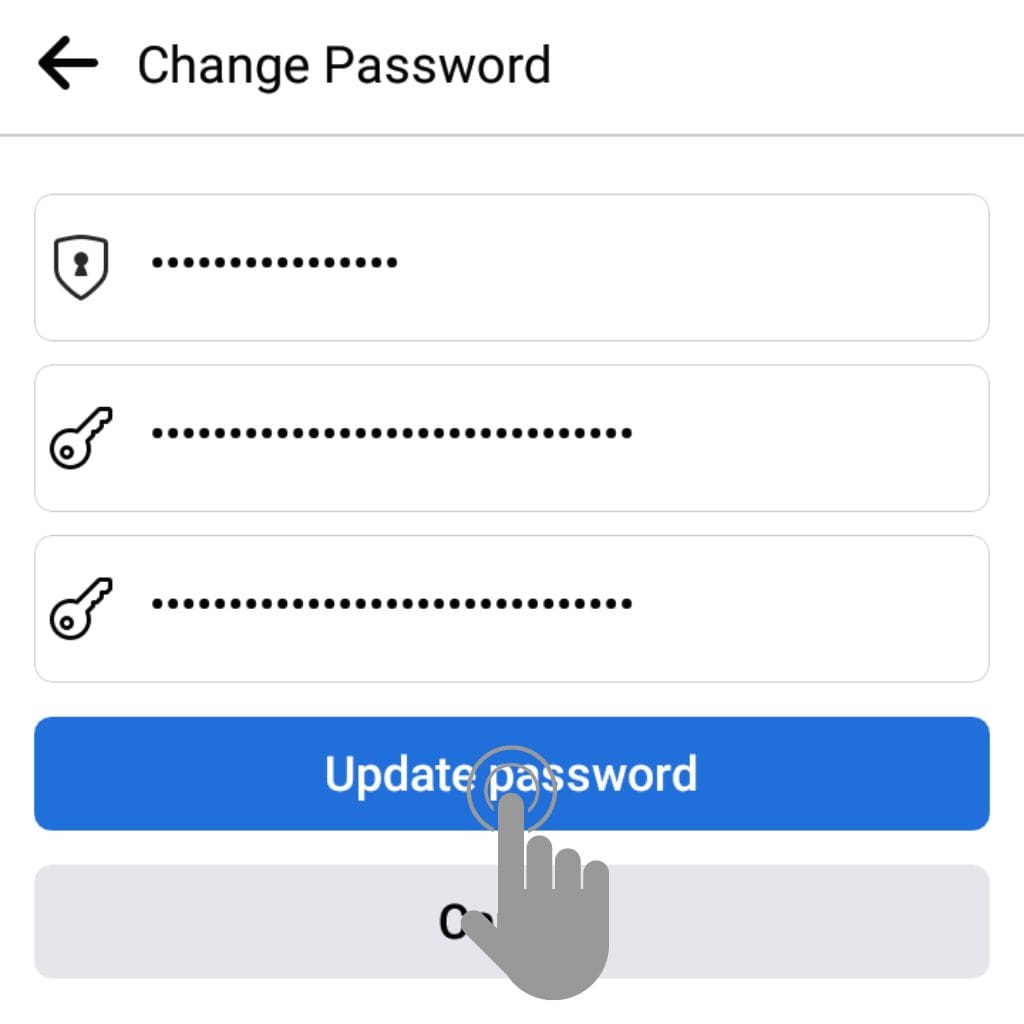 Facebook password updating