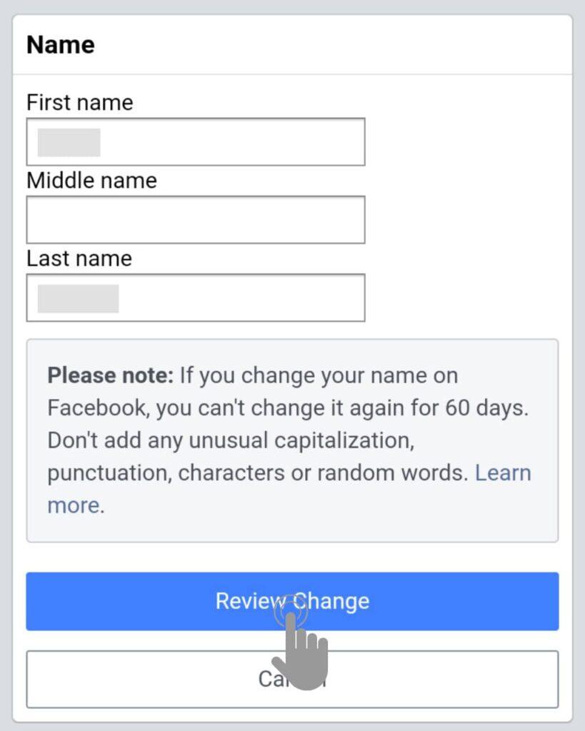 Edit and Change Facebook Name