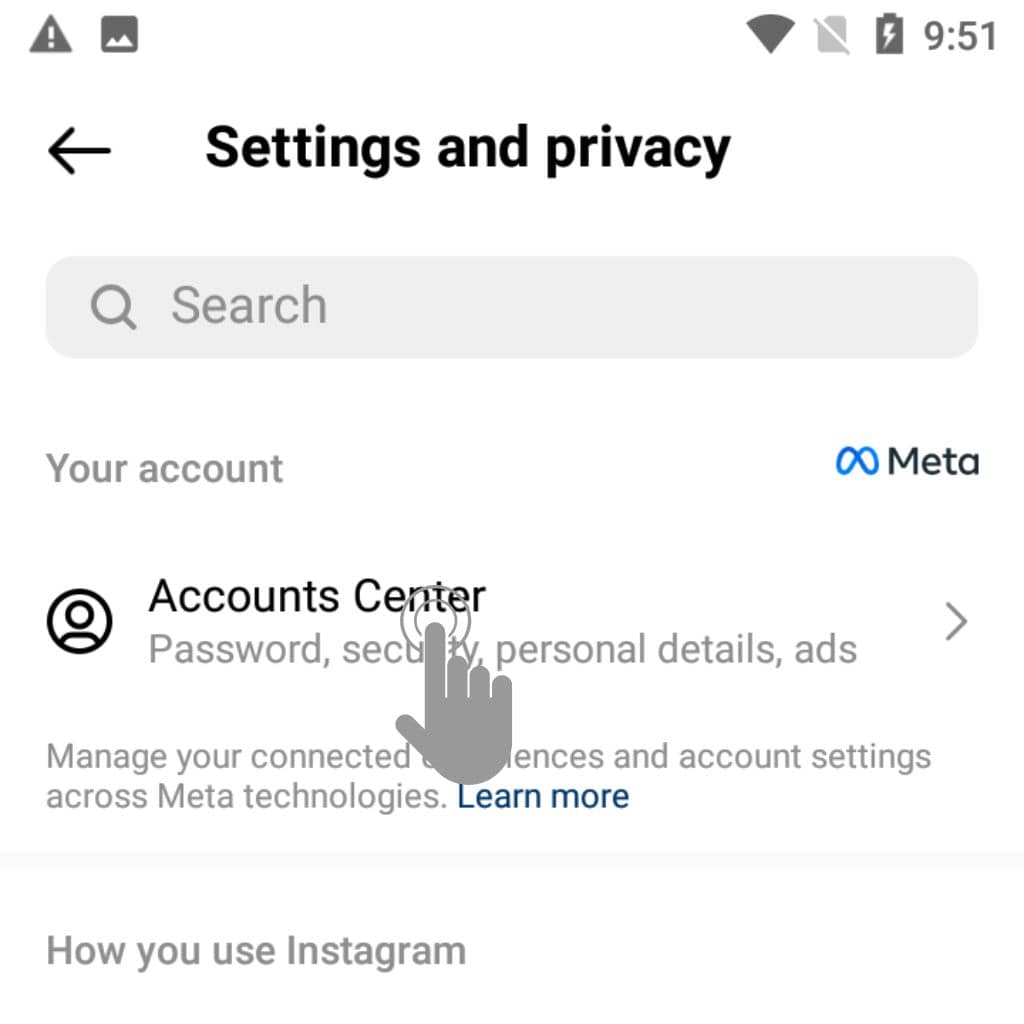 Instagram Settings and privacy